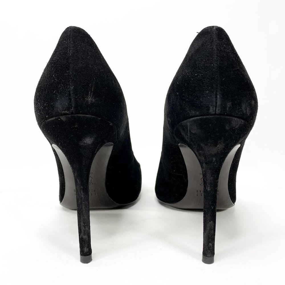 STUART WEITZMAN Nouveau Black Suede Pointed Pumps - Picture 7 of 8